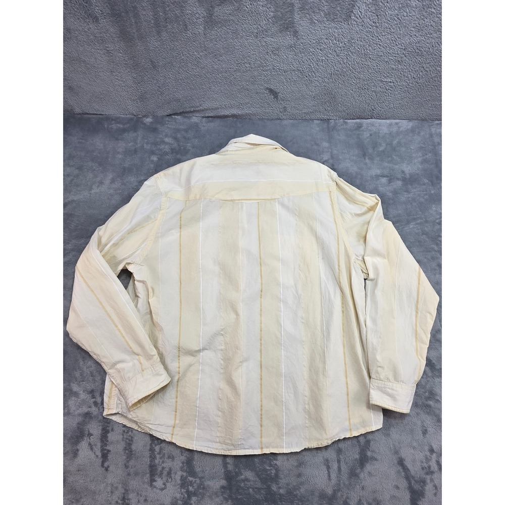Rough Stock Panhandle Slim Mens XL Western Pearl Snap Shirt Cream Yellow Stripe - Picture 7 of 9